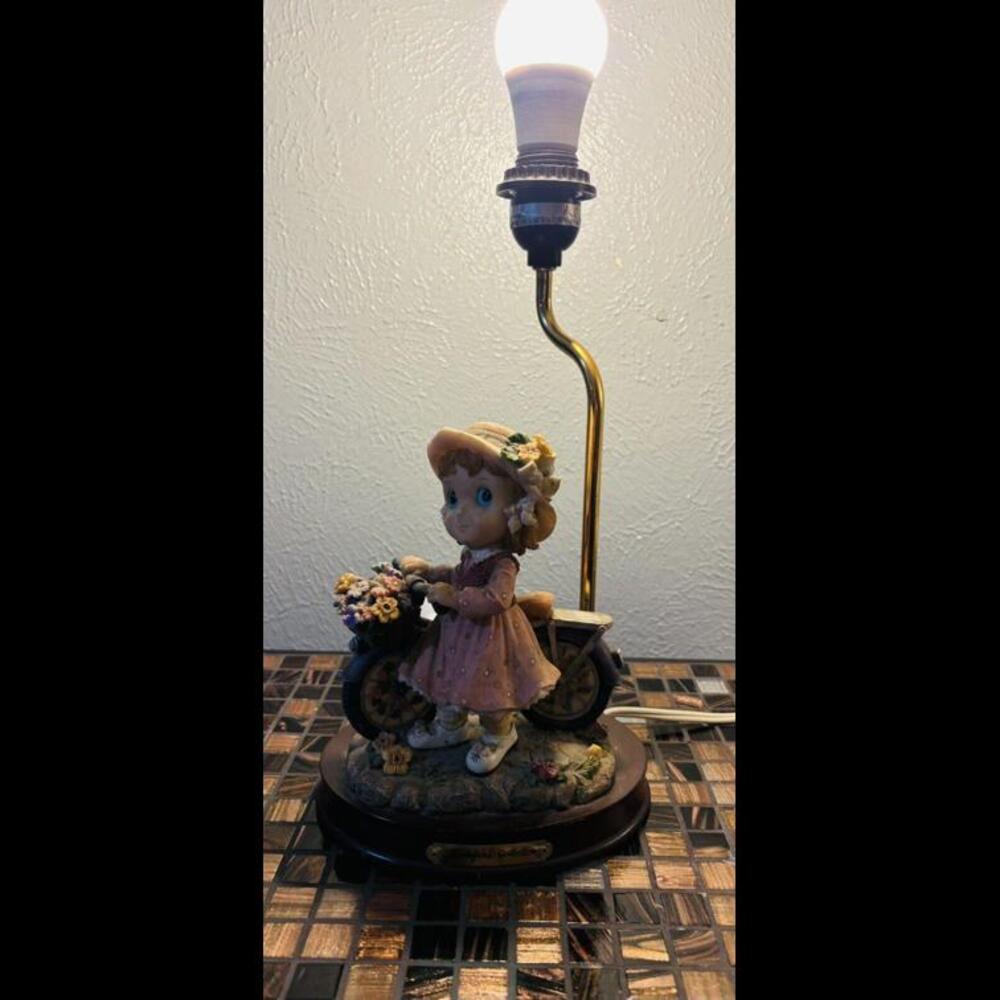 Montefiori Collection Girl With Flower Bike Lamp